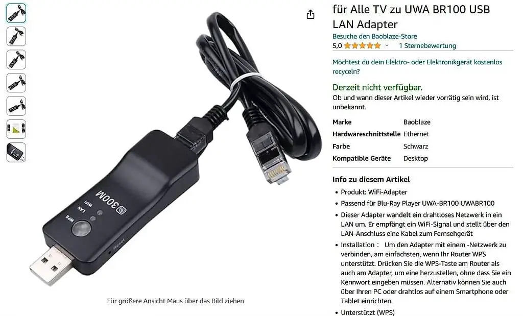 PIX LINK Wireless TV Network Adapter