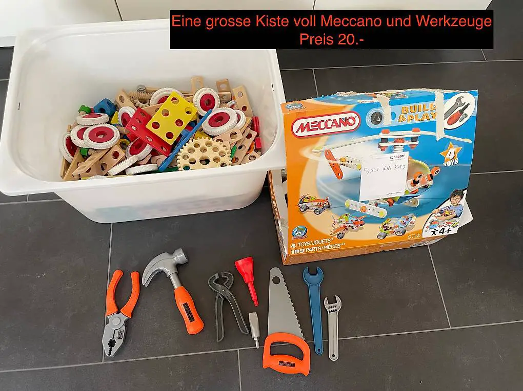 Meccano 1 Set und 1 Kiste voll