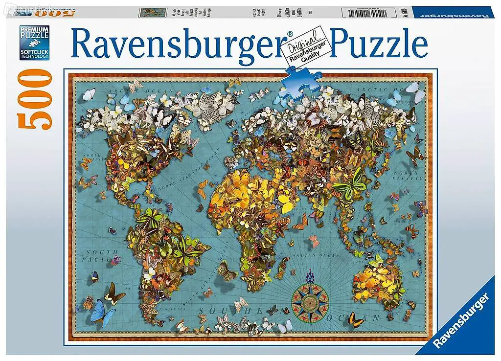 Puzzle Ravensburger Antike Schmetterling-Weltkarte