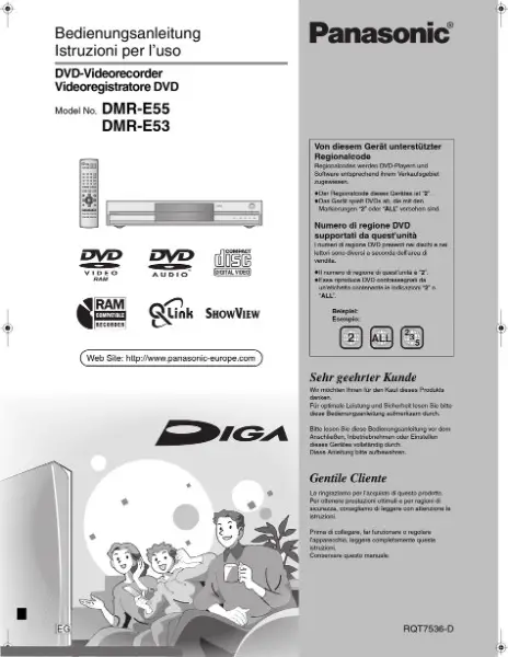 DVD Recorder Panasonic Anleitungs Buch D - F