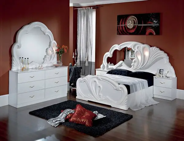  SCHLAFZIMMER IN WEISS HOCHGLANZ