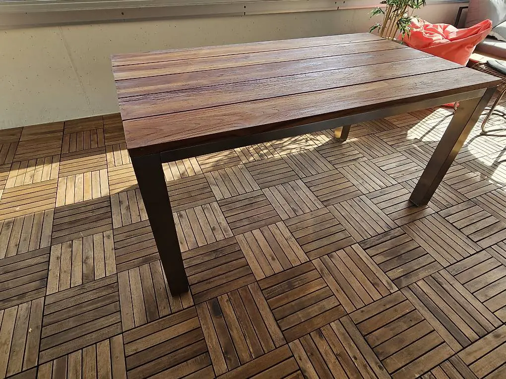 Teak Edelstahl Terassentisch