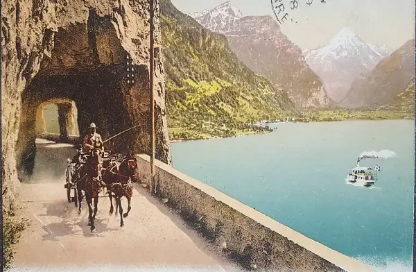 Axenstrasse mit Bristenstock 1908