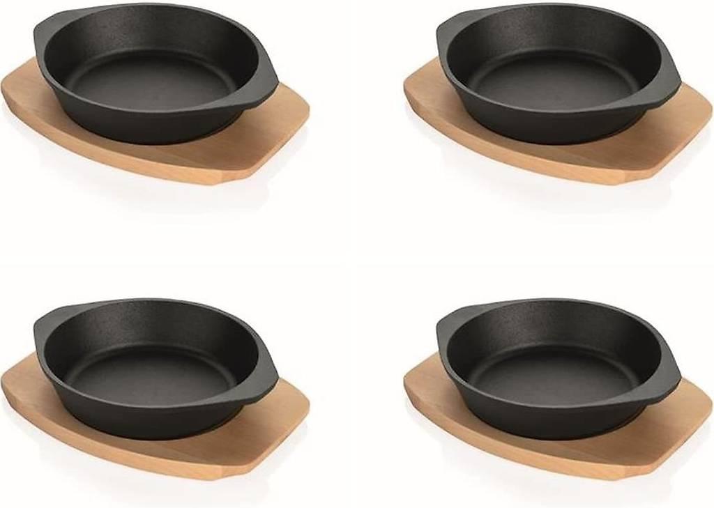 Servierpfanne mit Holzuntersetzer Set