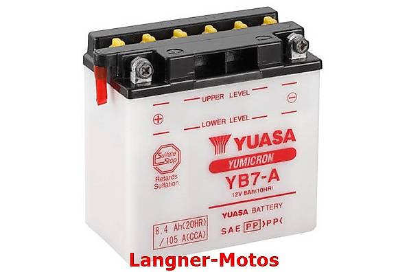 YUASA Motorrad Batterie 12V 8AH YB7-A incl. Säurepack Vespa