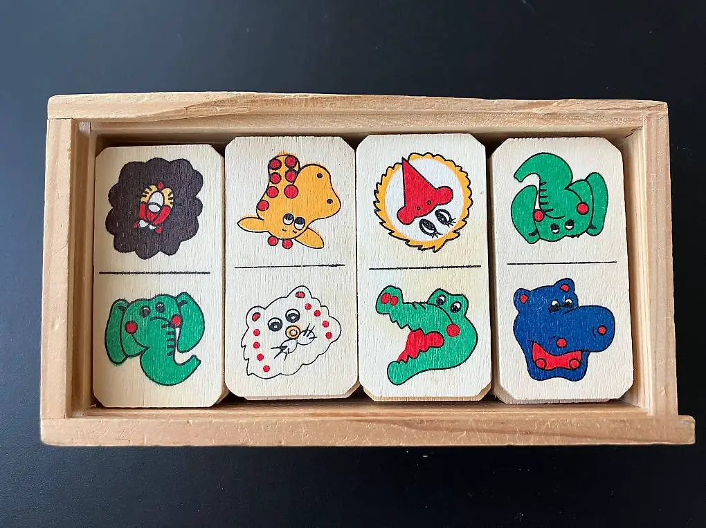 Domino aus Holz für Kinder, Tiermotive