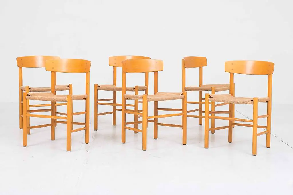 FDB Mobler J39 Stühle von Børge Mogensen, im Sechserset