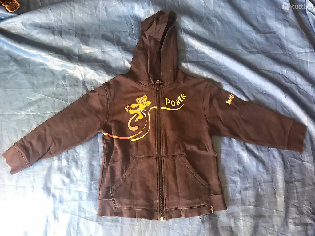 Sweat-Jacke mit Kaputze, Grösse 128, Biobaumwolle