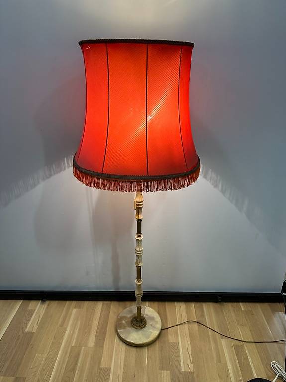 Vintage-Stehlampe mit Onyx-Schaft und massivem Marmor-Fuss