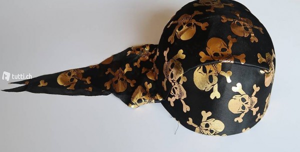 Piratenbandana Gold Totenköpfe Piratenhut