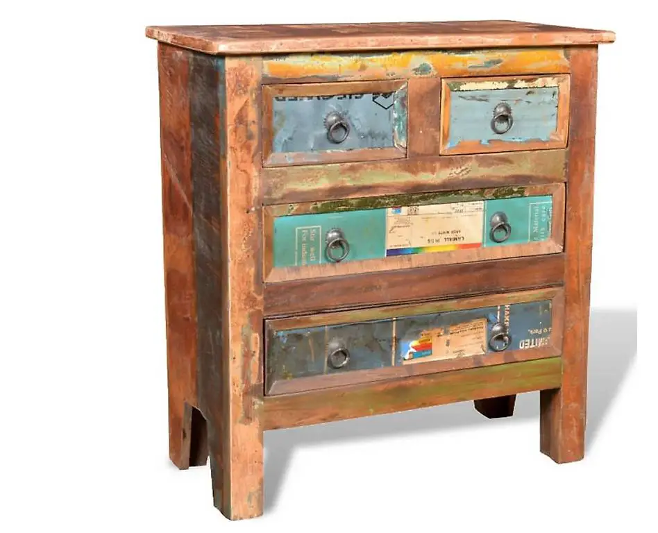 Kommode mit 4 Schubladen Altholz