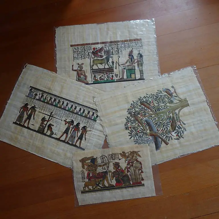 Papyrus Original aus Ägypten 3x gross, 1x klein handbemalen