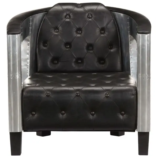  Fliegersessel Schwarz Echtleder