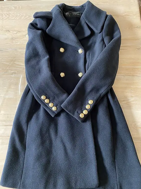 Wollmantel von Zara dunkelblau s/m