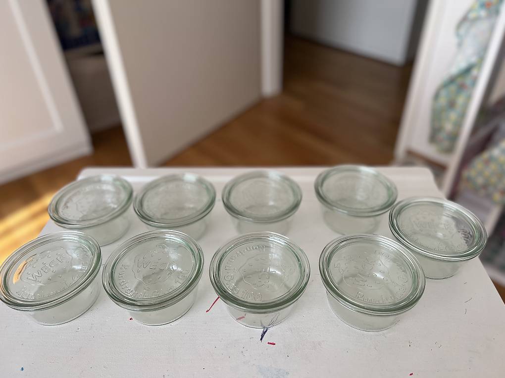 9 x RUNDRAND GLAS WECK mit Deckel 100 Zustand wie Neu