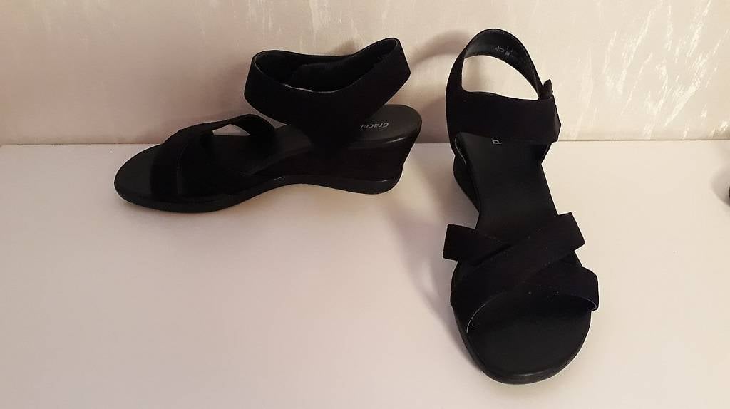 Sandalette Sandale, silber & schwarz, Gr 38