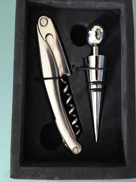 Designer Set Korkenzieher & Weinflaschen-Verschluss, Edelsta