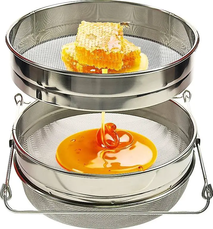 Edelstahl-Doppelschicht-Honigsieb, 24x8cm, Imkerprof