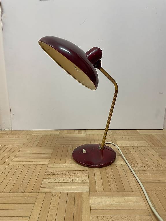 50s Tischlampe mit Messing Hals vintage Tischleuchte