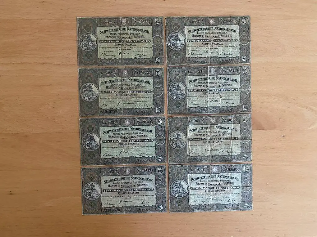 Banknote Schweiz 5 Franken Francs Serie 2 Tell