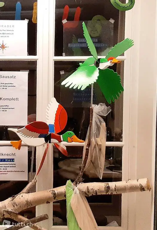 WINDSPIEL / Windrad: Engel, Vögel und Flugzeuge aus Holz