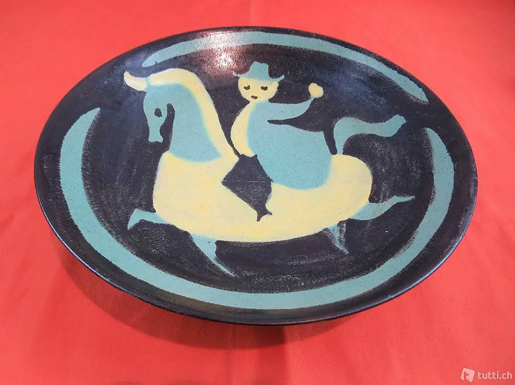  Handbemalter Teller mit Reiter