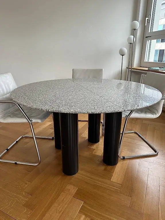 Granittisch & Freischwinger Designerstühle