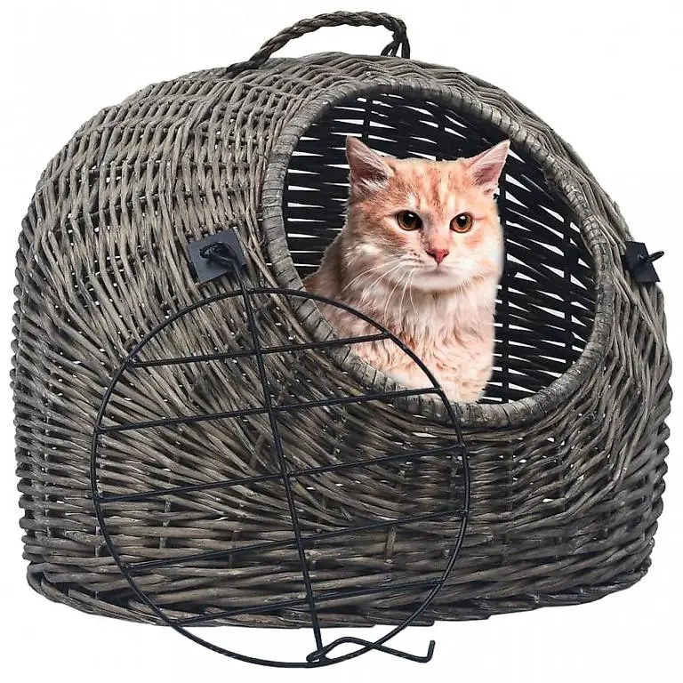 Katzen-Transportkorb Grau 50x42x40 cm Natürliche Weide