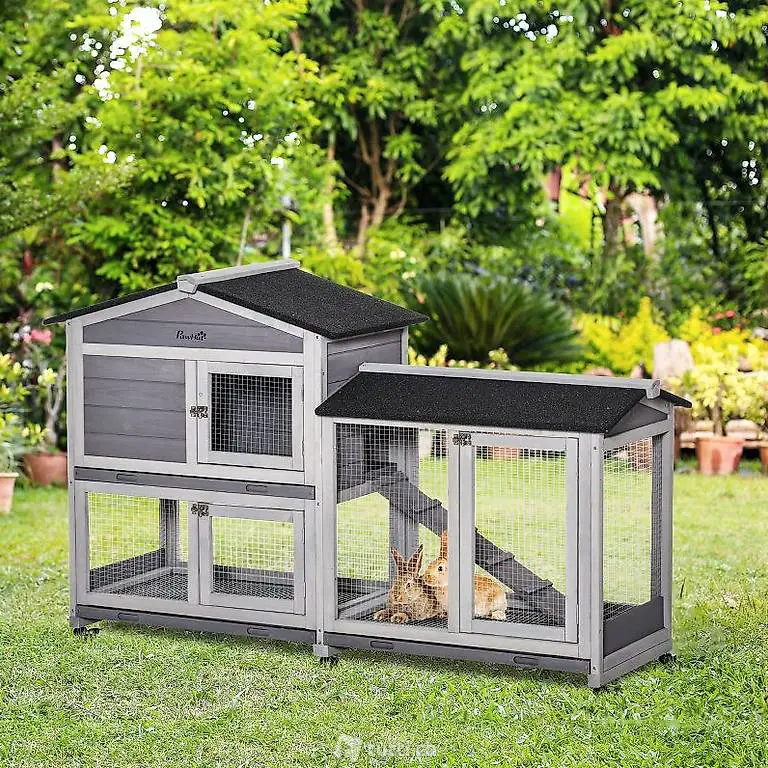  Kaninchenstall aus Tannenholz 157 cm x 53 cm x 99,5 cm