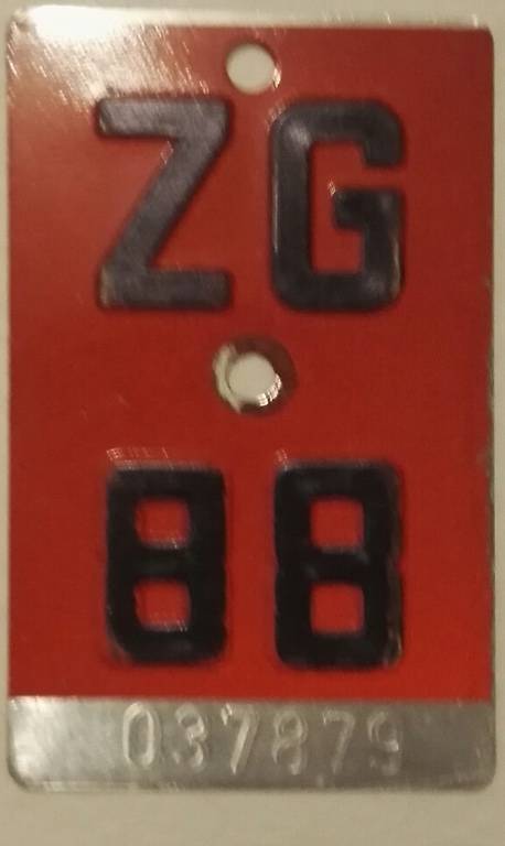 ZG 1988 Kanton ZUG Velonummer 36. Geburtstag Fahrrad