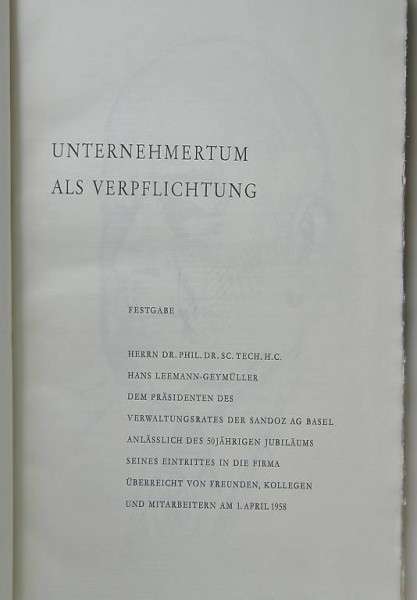 Leemann-Geymüller, Hans. Unternehmertum als