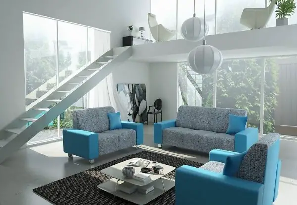  SOFAGARNITUR TEXTIL STOFFSOFA 3+2+1 ALEKSANDRIA