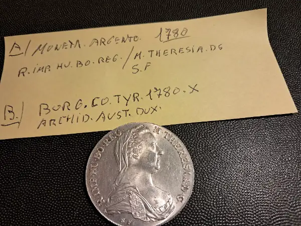 Moneta in argento 1780