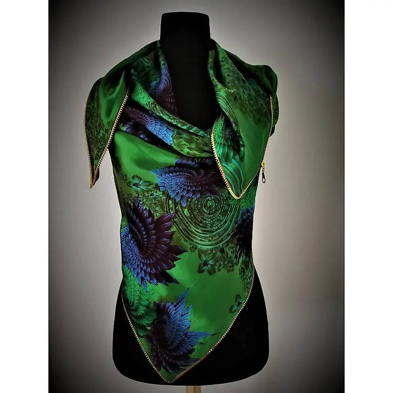 Seidenfoulard mit Reissverschluss Design_grün_NEU