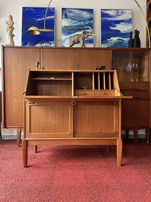 Mid Century Bramin Schreibtisch Teak Sekretär Danish Design