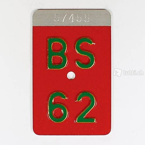 Velonummer BS 1962 / Kanton Basel-Stadt