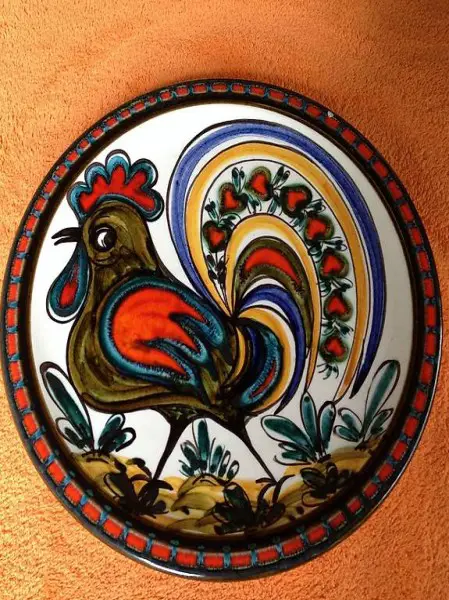 schöner Keramikteller "Hahn" Keramikfabrik Gebr. Haas