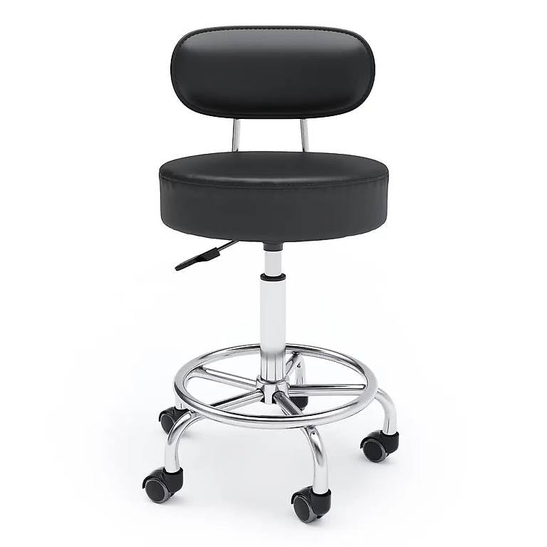 Rollhocker mit Rückenlehne SANDY schwarz