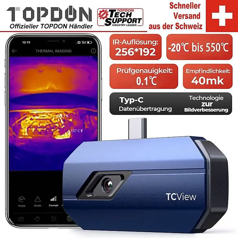 TOPDON Wärmebildkamera für Android TC001,20 °C bis +550°C