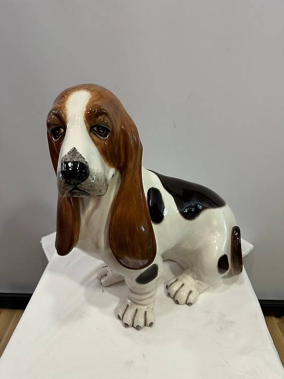 Keramikfigur Basset Hound handgefertigt in Italien
