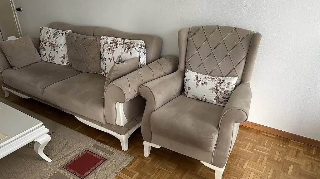 3-teiliges Sofa-Set - 2 ausziehbare Sofas + 1 Sessel