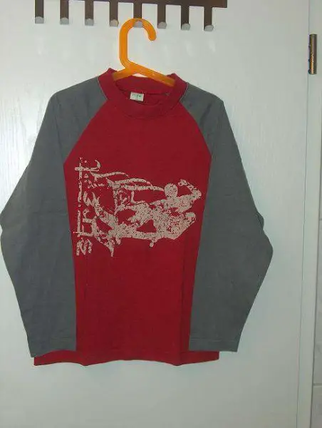 Neu: T"Shirt langarm - rot/grau - Gr. 140