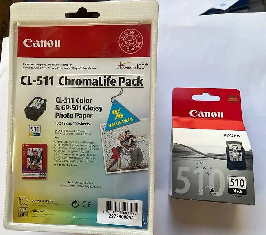 Canon PG-510 black + CL-511 color Patrone + 100 Blatt Papier
