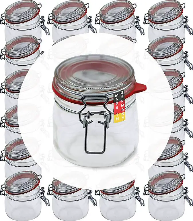 24 Drahtbügelgläser 634ml verwendbar als Einmachglas