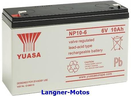 YUASA NP10-6 Industriebatterie NP10-6 6V 10Ah [151x50x97,5]