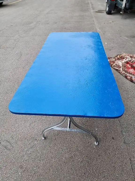 Antiker langer Blechtisch Gartentisch frisch lackiert