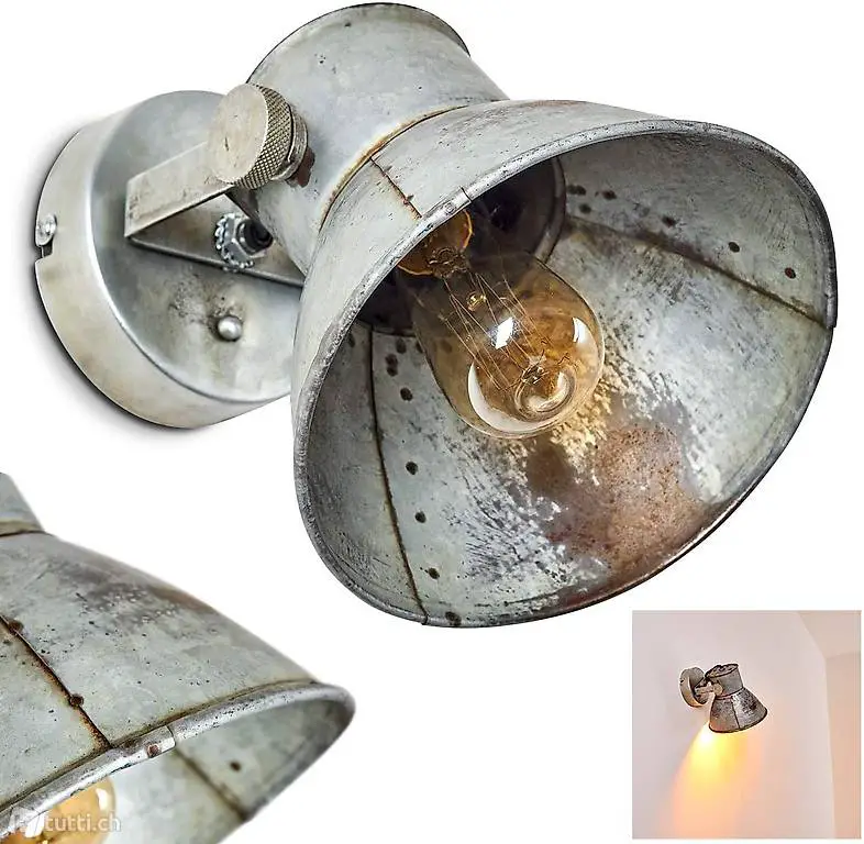  Wandleuchte aus Metall in Grau/Rostfarben