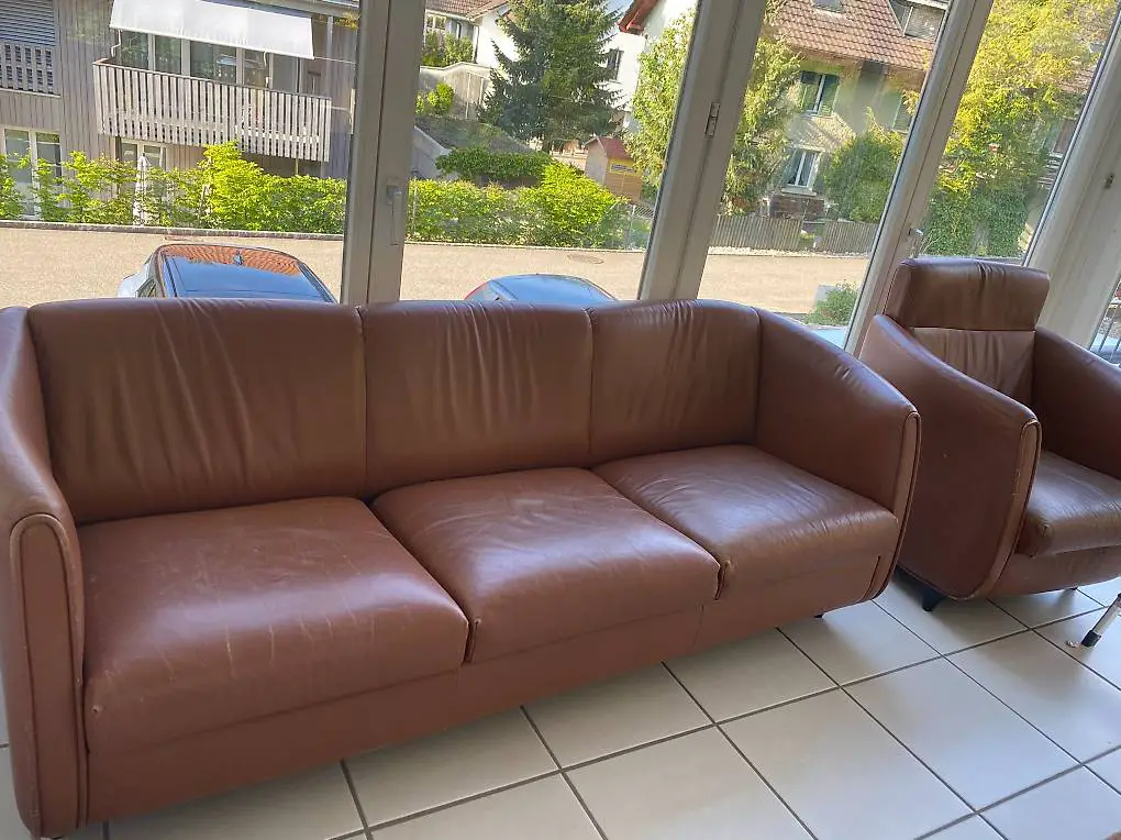 De Sede Ledersofa mit Einzelsessel