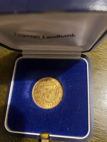 Goldvreneli 20 Franken 1922 mit Etui