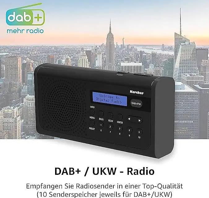 Tragbares Digitalradio 18 x 4 x 9 cm; 326 g